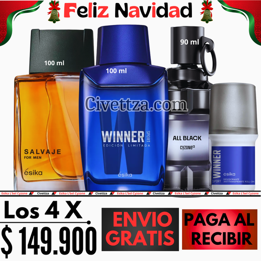 All Black + Winner sport + Salvaje + Desodorante