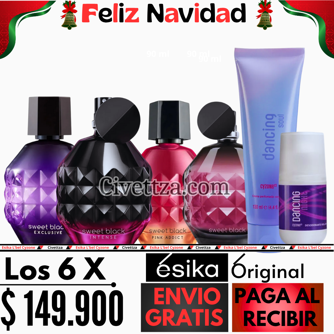 Sweet Black + Sweet Exclusive + Sweet Pink + Sweet Intense + Locion Soul + Desodorante